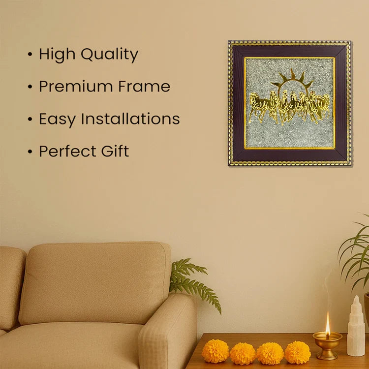Mantra Abhimantrit 7 Horses Ashirbad Raw Pyrite Frame